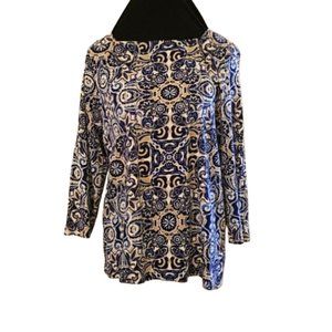 🌺 Chico's Blue and White Patterned Top XL